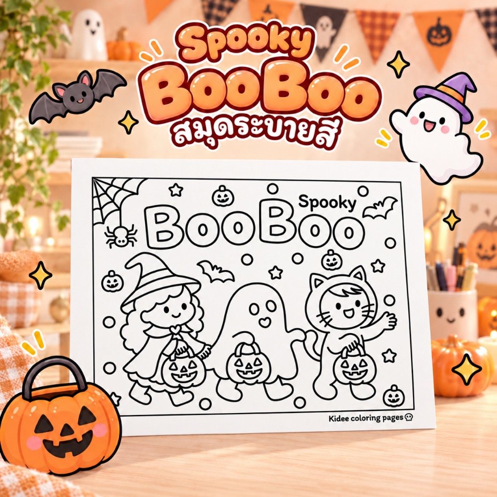 ภาพระบายสี Spooky Boo Boo